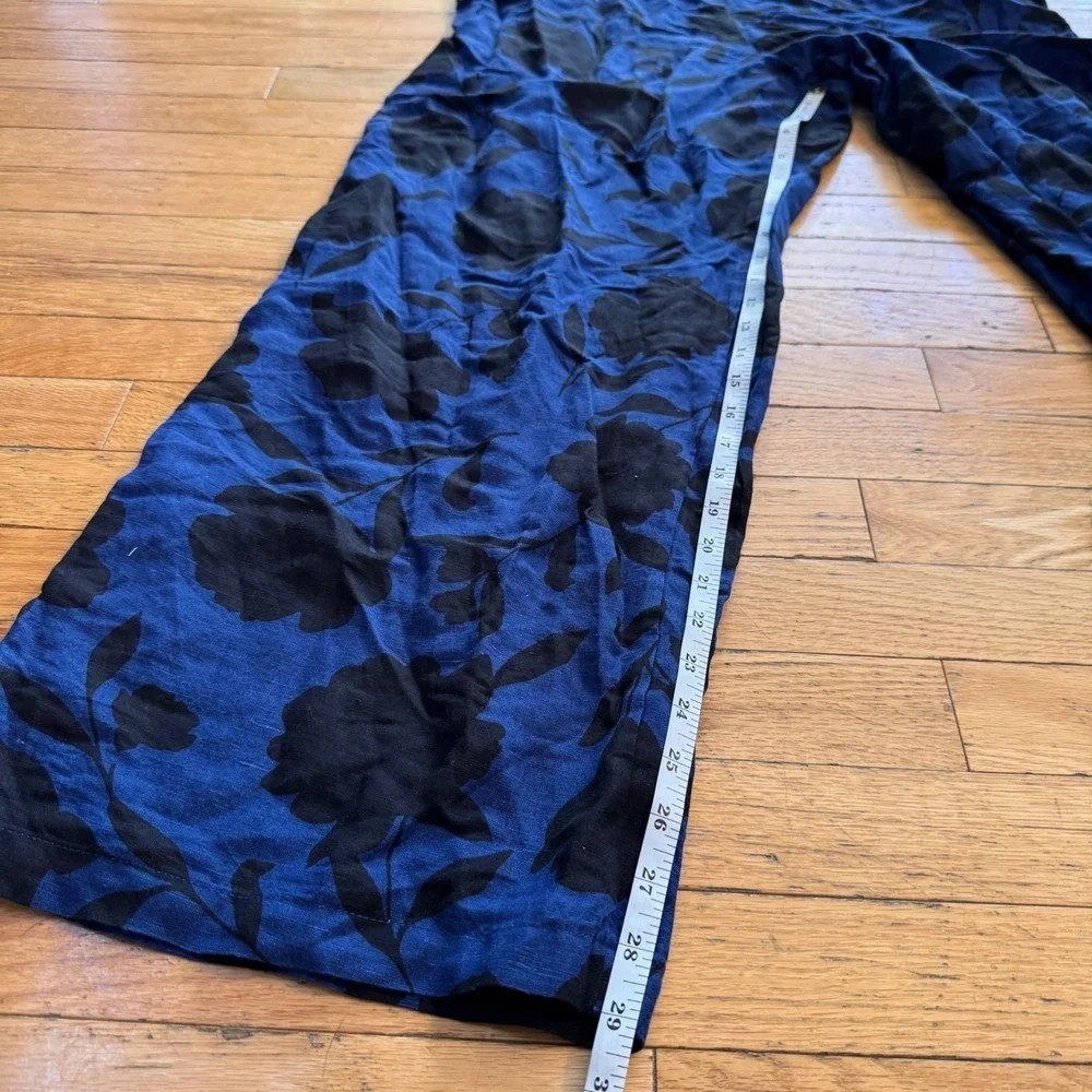 Kate Spade Target Blue Black Floral One Shoulder Bow Jumpsuit Size 14 NWT